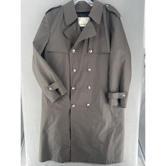 Vintage London Fog Trench Coat Mens 44 Regular Double Breasted Lined USA Made - Picture 1 of 15